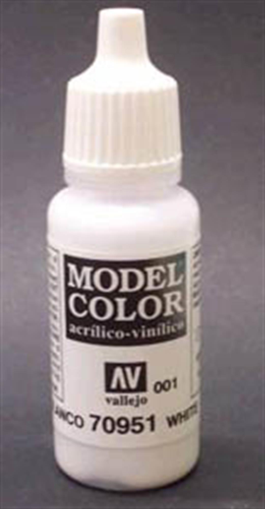 Vallejo  70951 951 Model Color Matt White Acrylic Paint 17ml 001