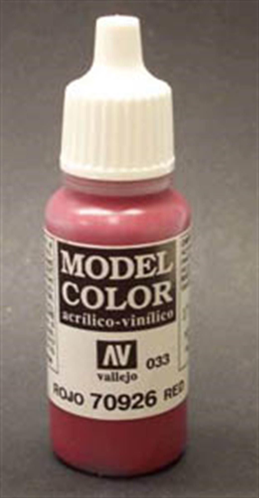 Vallejo  70926 926 Model Color Matt Red Acrylic Paint 17ml 033
