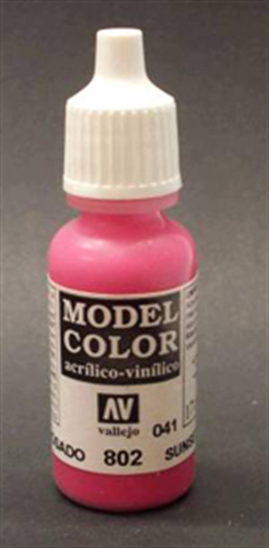 Vallejo  70802 802 Model Color Matt Sunset Red Acrylic Paint 17ml 041
