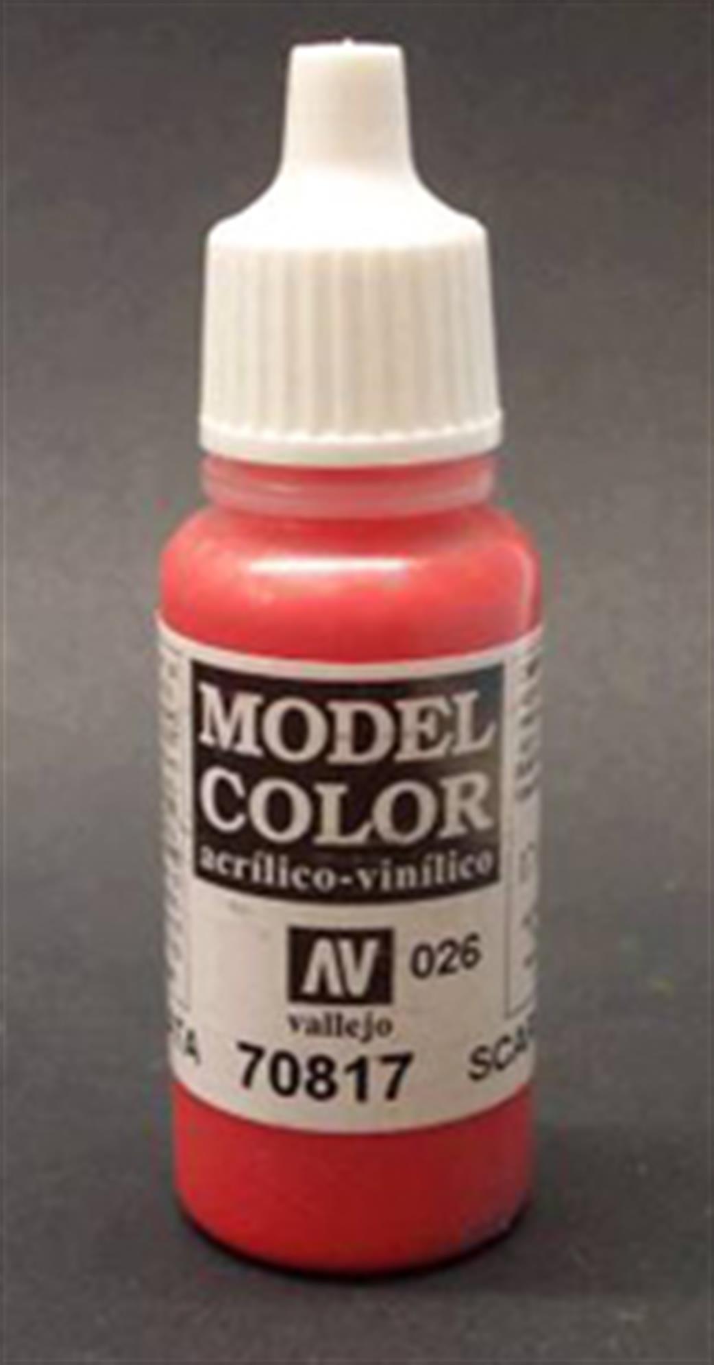 Vallejo  70817 817 Model Color Matt Scarlet Acrylic Paint 17ml 026