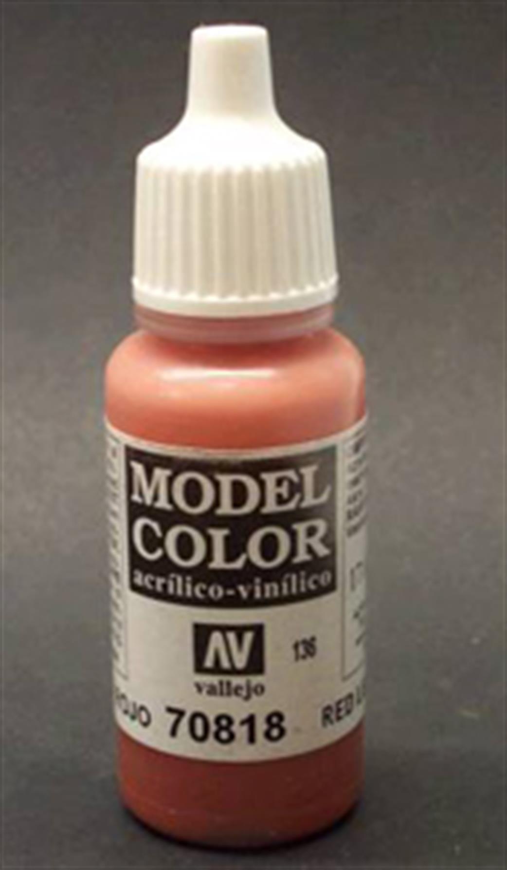 Vallejo  70818 818 Model Color Matt Red Leather Acrylic Paint 17ml 136