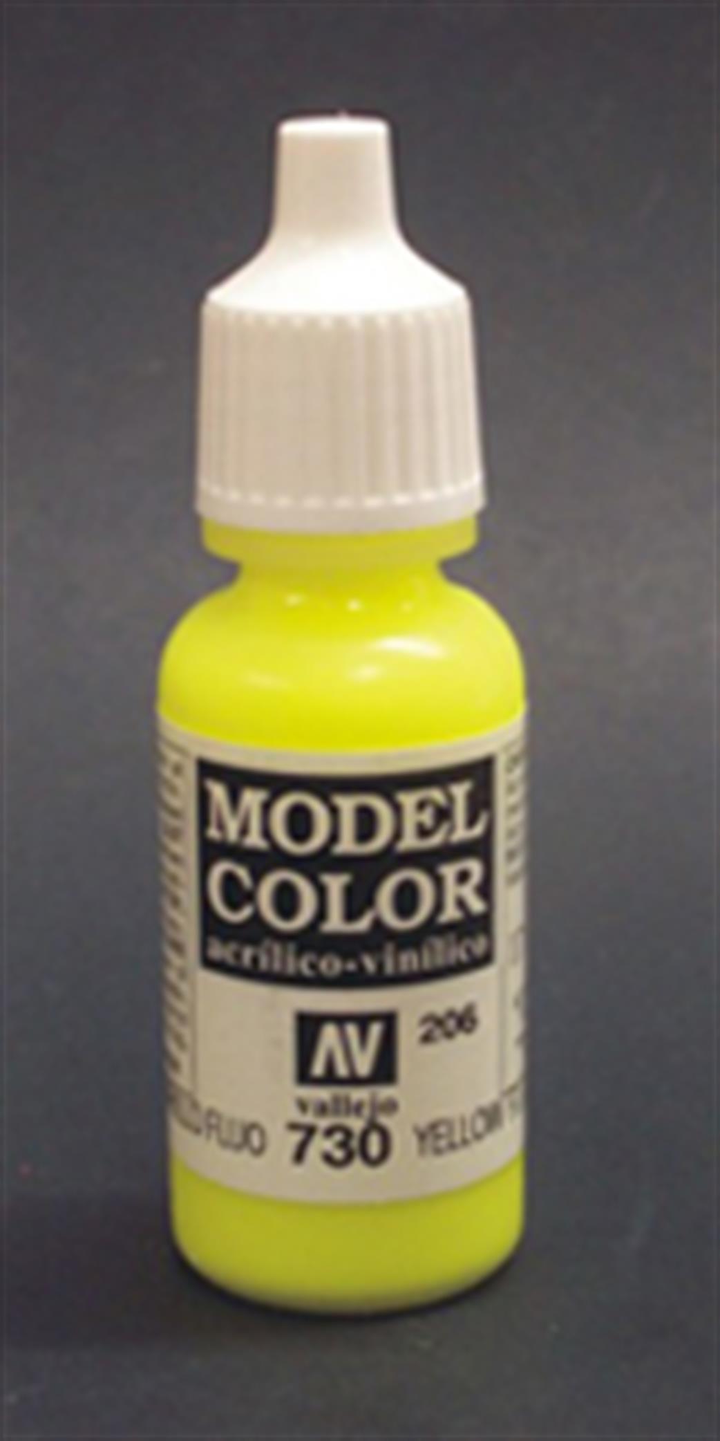 Vallejo  70730 730 Model Color Fluorescent Yellow Acrylic Paint 17ml 206