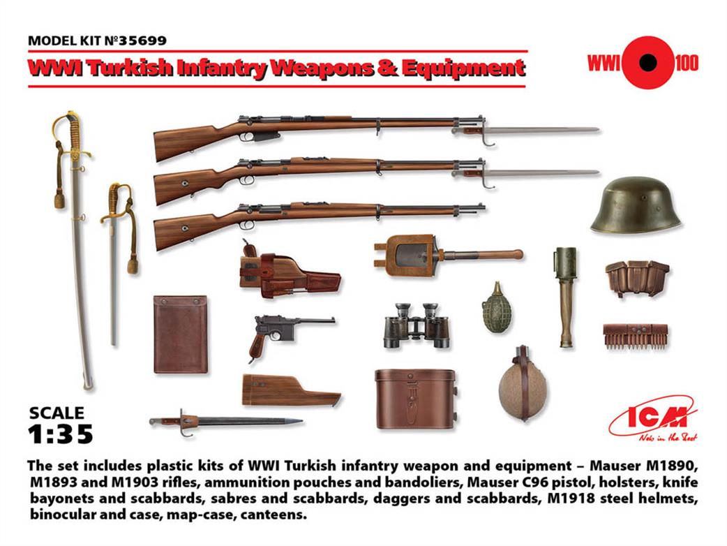 ICM 1/35 35699 WWI Turkish Infantry Weapons & Equipment