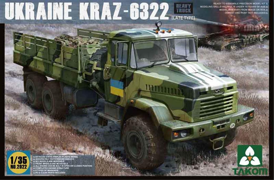 Takom 2022 Ukraine Kraz-6322 Heavy Truck Kit 1/35