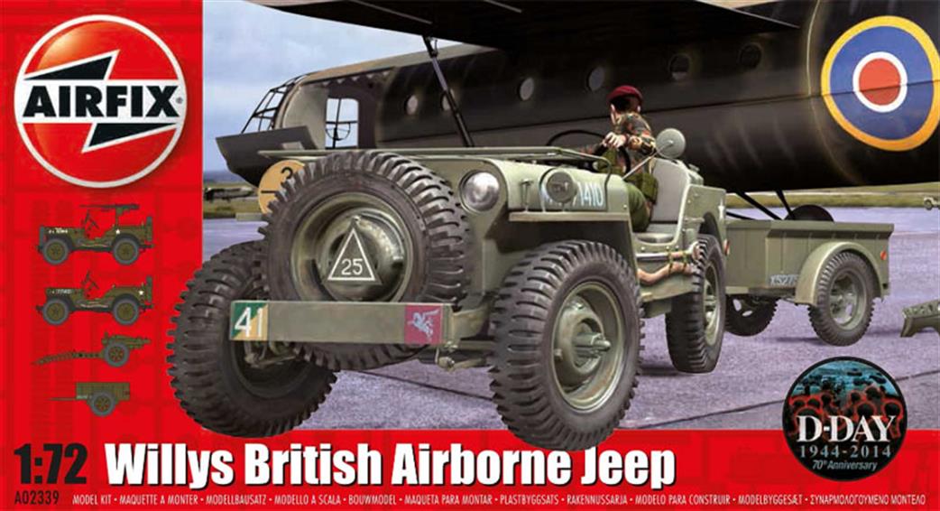 Airfix 1/72 A02339 Willys Jeep Trailer & 6 Pdr Howitzer Gun Kit