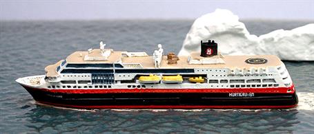 A 1/1250 scale metal model of the Hurtigruten ship Trollfjord by Albatros AL227.