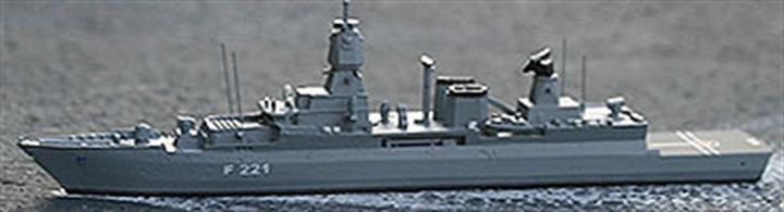 Hessen is one of Germany's latest air defence frigates, the 124-class that number just 3 ships, and built at Nordseewerke, being commisioned on 21st April 2006. With a displacement of 5690 tonnes the ships could really be classed as destroyers.