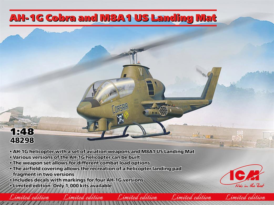 ICM 1/48 48298 AH-1G Cobra & M8A1 US Landing Mat kit