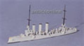 A 1/1250 scale waterline metal model of SMS Leipzig in overall grey, as worn in the Falklands Battle, 1914. This model is made by Navis, 49N
