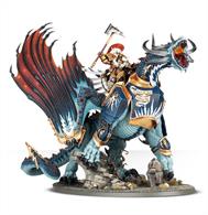 This multi-part plastic kit contains all the components necessary to build one of the two following models:  A Lord-Celestant on Stardrake; armed with either a tempestos hammer or stormbound blade and sigmarite shield, or  A Drakesworn Templar, the retribution of the heavens given form, armed with either a tempest axe, arc hammer, or stormlance and skybolt bow.  The Stardrake itself, an imposingly large model, features two different designs of shoulder armour showing variations on the hammer, lightning and comet iconography, two head options allowing the choice of a roaring Stardrake or one with its mouth firmly closed, the option to alter the wing positions. It stands atop ruined and overgrown terrain.