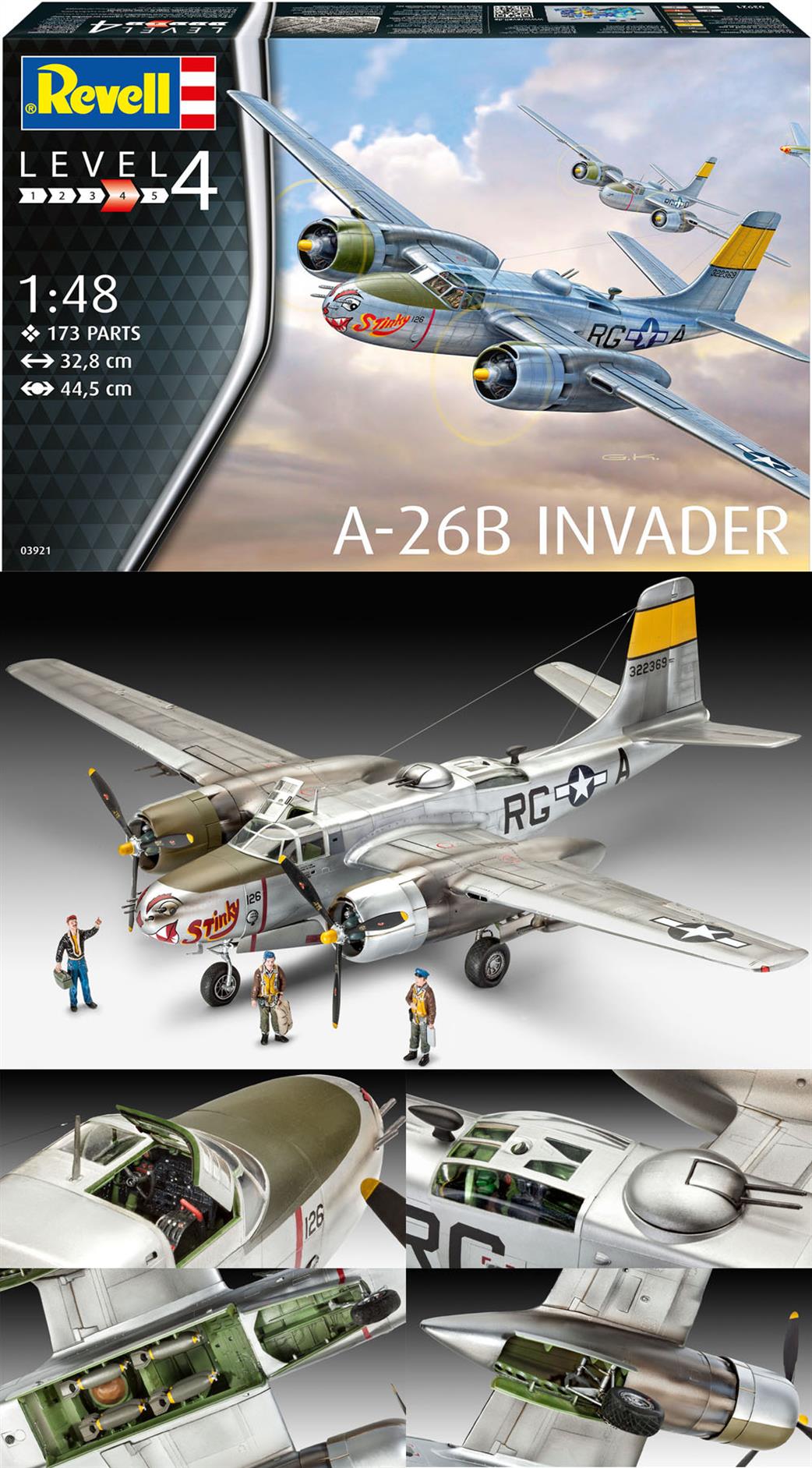 Revell 03921 A-26B Invader WW2 Light Bomber Kit Kit 1/48