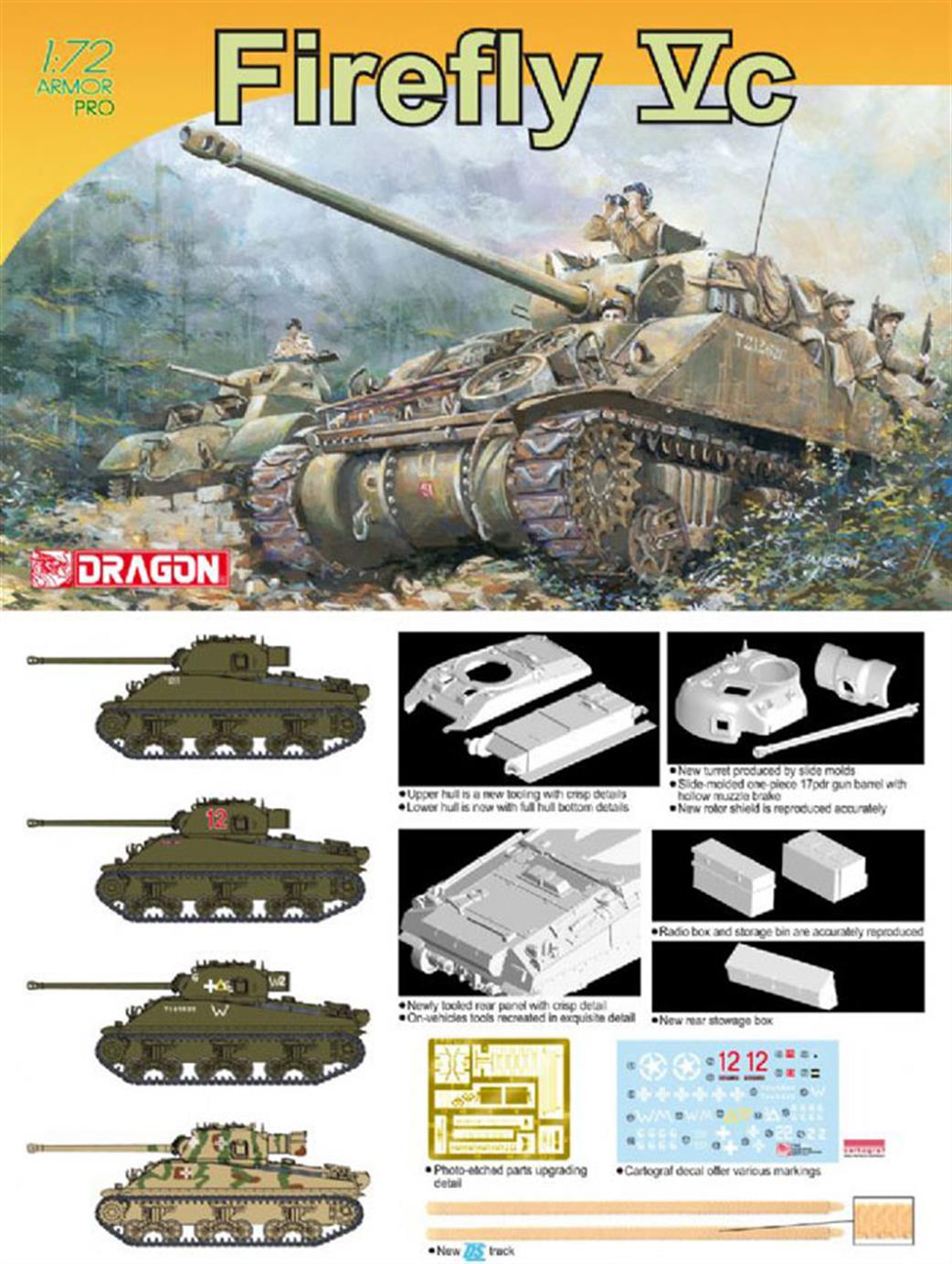 Dragon Models 1/72 7303 Sherman Firefly Vc Allied WW2 Tank