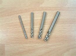 Set of 4 milling cutters, sizes 3,4,5 and 6mm