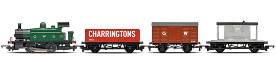 Hornby R3489 Railroad GWR 0-4-0 Tank Engine with 2 Wagons and Brake Van Train Pack OO