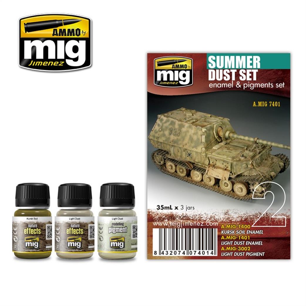Ammo of Mig Jimenez  A.MIG-7401 Summer Dust Weathering Enamel & Pigments Set