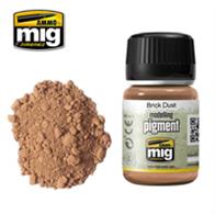 MIG Productions 3015 Weathering Pigment - Brick DustWeathering Pigment 35ml Jar. Terra Cotta coloured pigment perfect for scenes with broken brics etc.High Quality pigment, superfine and made from natural products for exclusive use in modelling. This colour is especially designed to make effects to your models using the techniques that Mig Jimenez created more thana decade ago