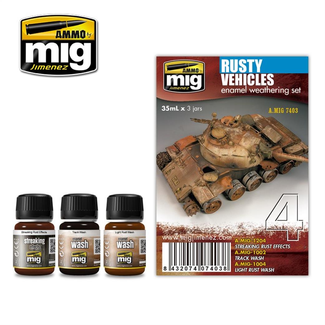 Ammo of Mig Jimenez  A.MIG-7403 Weathering Enamels Pigment - Rusty Vehicles