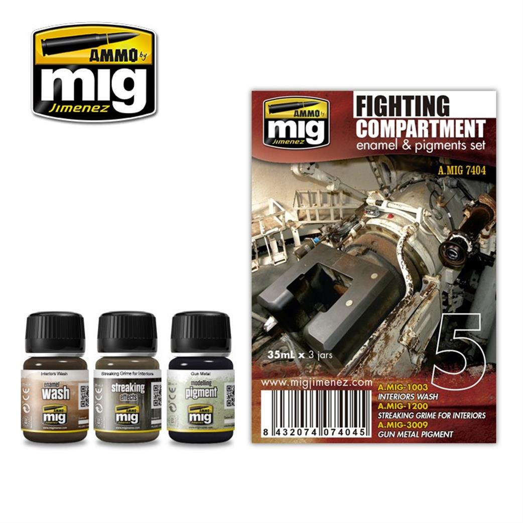 Ammo of Mig Jimenez  A.MIG-7404 Fighting Compartment enamel & pigments weathering set