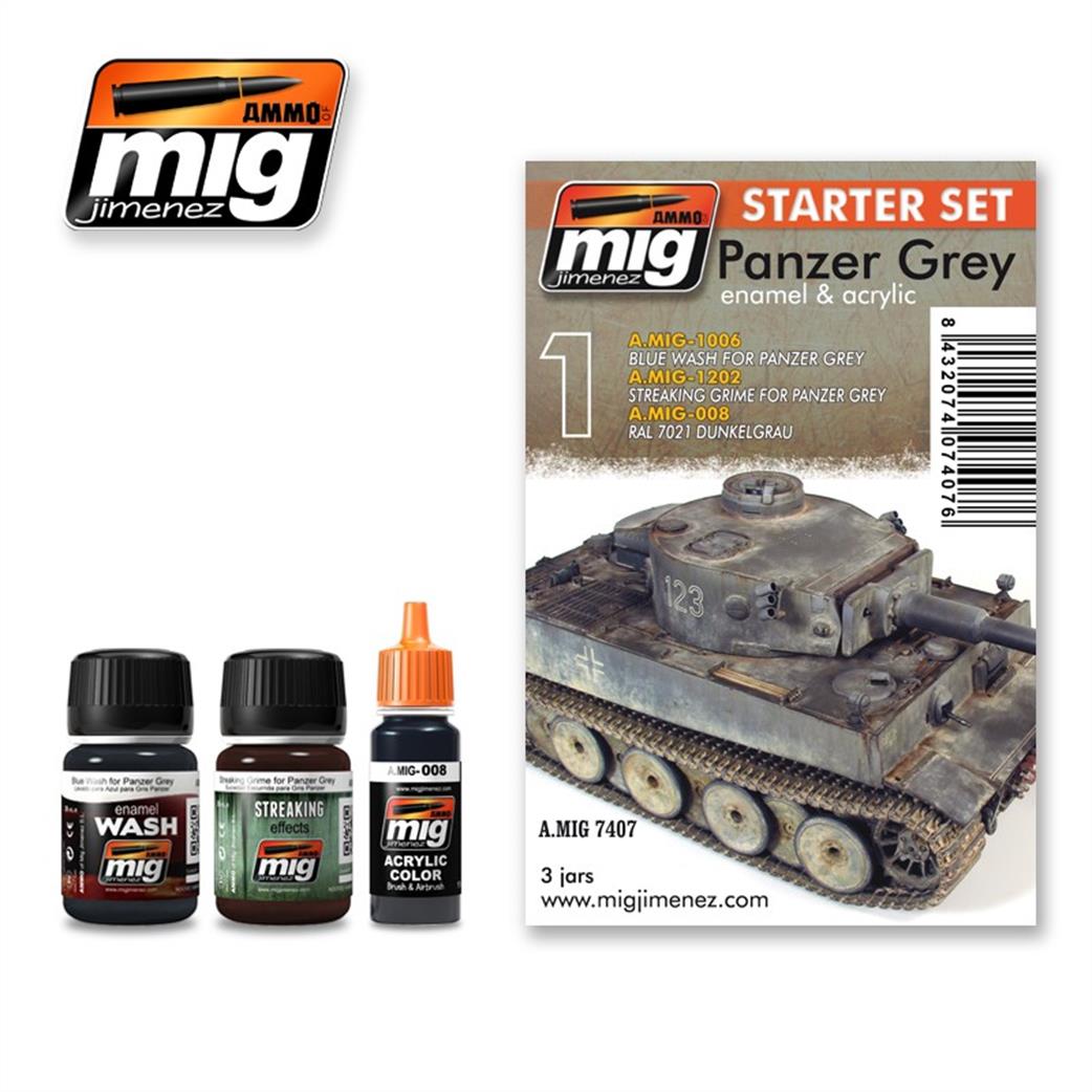 Ammo of Mig Jimenez  A.MIG-7407 Weathering Enamels Pigment - Panzer Grey