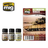 MIG Productions 7410 Weathering Enamels Pigment - Modern US VehiclesHigh quality enamel paint - 3 tones. 3 jars each containing 35ml.A set for weathering American vehicles used in Iraq and Afghanistan