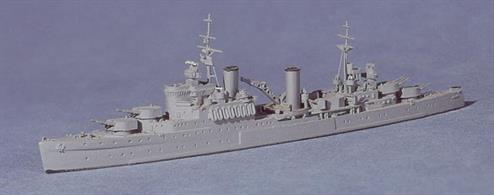 Detailed fully finished waterline model of HMS Nigeria in 1941.Length 137mm