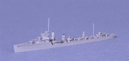 Detailed fully finished waterline model of Royal Navy destroyer HMS Vivien in 1939.