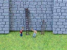 Useful pack of 2 window cleaners with ladders.Ideal for brining some life and animation to any scene featuring houses, shop frontages or station buildings. All the widows need to be cleaned!The figures could also be used as painters, posed between suitably finished 'painted' and 'unpainted' areas.