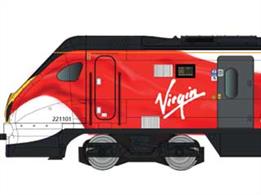 Nicely detailed model of the class 221 super voyager 5 car train finished in the later Virgin West Coast livery as unit 221101 101 SquadronExpected Q2/3 2023