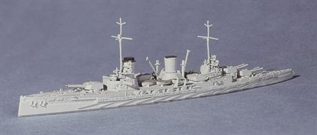 A 1/1250 scale metal model of the Goeben in 1912 by Navis Neptun 26N.The German battlecruiser Goeben was bottled up in the Mediterranean at the outbreak of WW1, she escaped to Turkey with the cruiser Breslau and continued to harry allied shipping until the end of the war. In 1918, she was officially sold to Turkey as "Yavuz" and survived until long after WW2, the very last battlecruiser in the world to be scrapped.