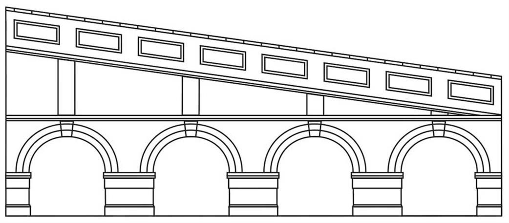 Hornby OO R7386 Mid Stepped Arched Red Brick Retaining Walls Skaledale Painted Resin Building