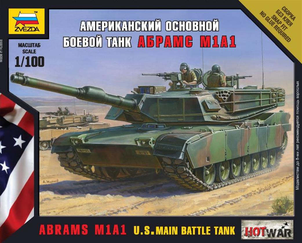 Zvezda 7405 US Abrams M1A1 MBT Art of Tactic Tank kit 1/100