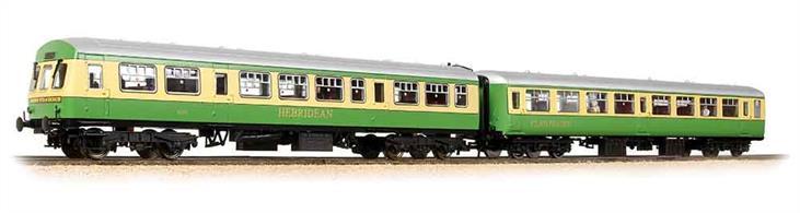 A very interesting coach pack from Bachmann featuring a BR Mk.2A TSO touriset second open class coach plus an ex-DMU driving trailer coach, in service as an observation saloon. These coaches carry the green and cream livery applied to coaches being used on the Highlander tourist train service along the West Highland line between Fort William and Mallaig. Era 8. 1982-1994