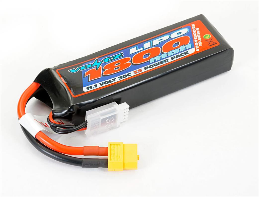 Voltz  VZ0418003SXT60 11.1volt 1800Mah Lipo 30c Discharge With XT60 Connector