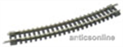 No.3 radius Setrack curve.At 298.5mm/11.75in radius this is ideal for those wanting to run long passenger trains and modern goods vehicles at speed without derailments.Standard curve 22.5 degrees. 16 required to form a complete circle.Peco track is manufactured in Great Britain using quality nickel-silver rail which offers good electrical conductivity and corrosion resistance. Setrack track is supplied with fishplates already fitted and is compatible with the track supplied with&nbsp;Graham Farish&nbsp;train sets. Suitable for use with all manufactuers' N gauge model trains.
