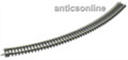 Large 3rd radius Setrack curve, at 298.5mm/11.75in, ideal for those wanting to run long passenger trains and modern goods vehicles at speed without derailments.Double curve 45 degrees. 8 required to form a complete circle.Peco track is manufactured in Great Britain using quality nickel-silver rail which offers good electrical conductivity and corrosion resistance. Setrack track is supplied with fishplates already fitted and is compatible with the track supplied with Graham Farish train sets. Suitable for use with all manufactuers' N gauge model trains.