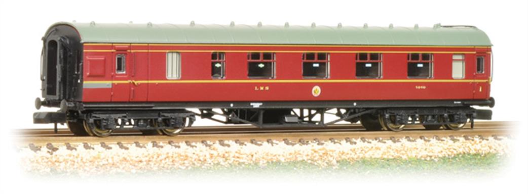 Graham Farish N 374-830C LMS Stanier Corridor Brake 1st Class Coach LMS Crimson Lake Livery