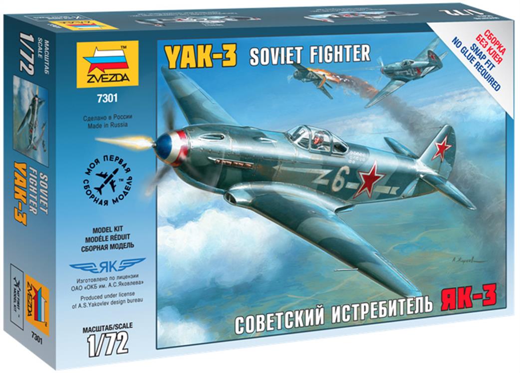 Zvezda 7301 Russian YAK-3 Soviet Fighter Kit 1/72