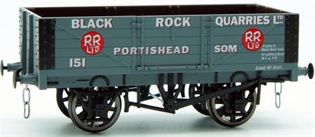 The Black Rock Quarries located near Portishead, Somerset was served by sidings from the WC&amp;PR close to the Cadbury Road station. Part of the Roads Reconstruction (1934) group photographs of wagon number 151 after WW2 show usual Roads Reconstruction grey livery with red RR LTD roundels. We have modelled the wagon in a pre-war version of this livery, when the wagon could still have reached the quarries at Portishead.