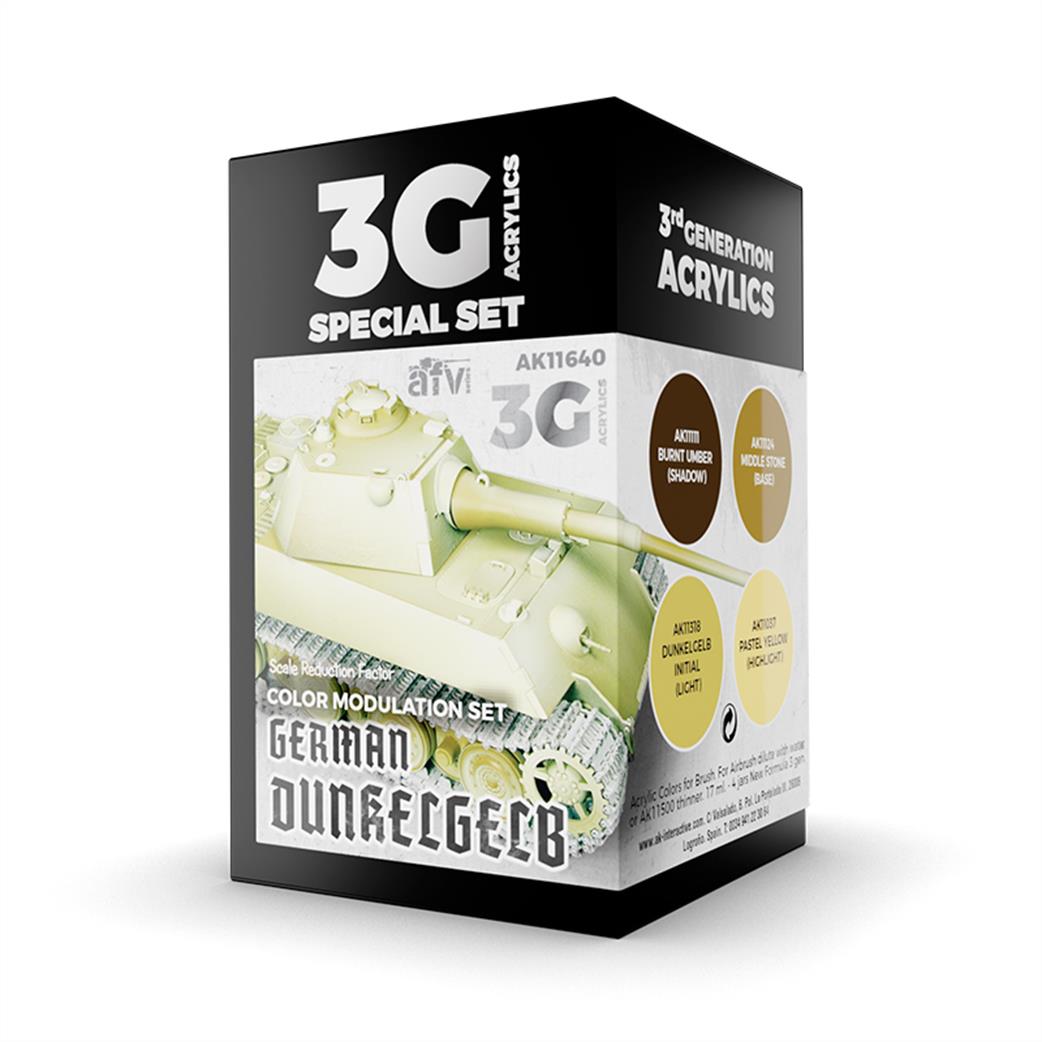 AK Interactive  AK11640 German Dunkelgeld Modulation 3G Special Acrylic Paint Set