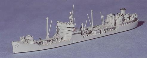 Pecos was a T2 tanker but was converted to a fleet oiler designed for refuelling at sea. Subsequently, Pecos herself was given a heavier armament and became an Attack Oiler AO65 as depicted here.