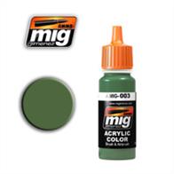 MIG Productions 003 Resedagrun RAL 6011These high quality acrylic paints are perfect for 1945 German Camouflage, SS DOT Uniform Camouflage and Summer Grass