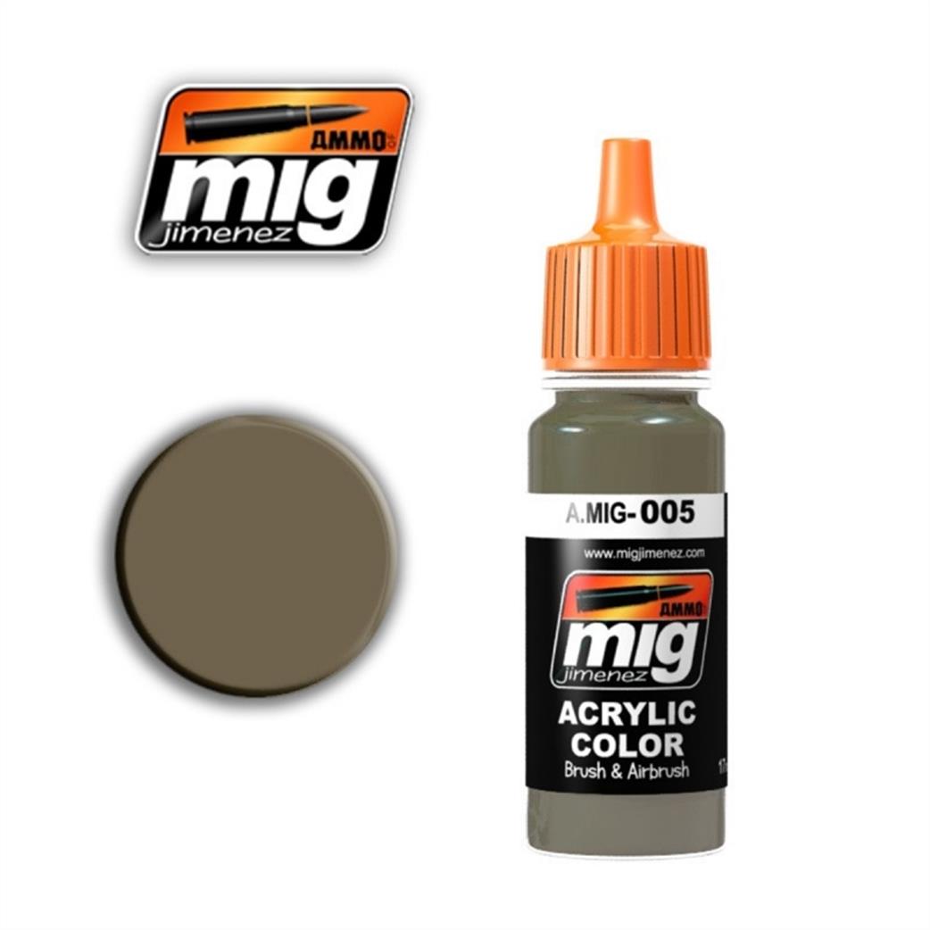 Ammo of Mig Jimenez  A.MIG-005 005 Graugrun RAL7008 Acrylic Paint
