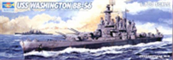 Trumpeter 1/700 USS Washington American WW2 Battleship BB65 05735Number of parts 254Model Length 317.5mmGlue and paints are required to assemble and complete the model (not included)