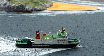 A 1/1250 scale model of Calmac ferry Bute by Rhenania Junior RJ74.It's not often that we get a small British ferry but here is a real little gem and a modern one too! Not often available and produced in very small quantities. Just 2 1/4" in length!
