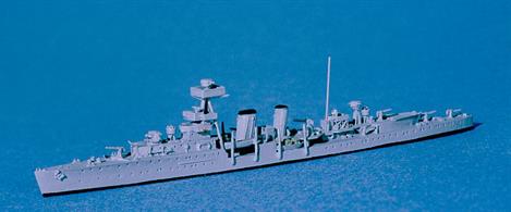A Cardiff Class Light Cruiser built during WW1, Curlew was reconstructed for an anti-aircraft role, as modelled here, and she was sunk by aircraft off Norway in 1940.