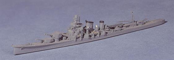 A 1/1250 scale secondhand model of Furutaka a Japanese heavy cruiser with 6 x 8" guns. Originally built with guns in single mounts, Furutaka was re-built before WW2 with guns in three twin turrets as modelled here.This secondhand model is in excellent condition but has had the gun turrets glued into position fore and aft.