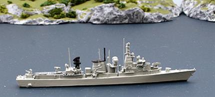 Completed in 1986, the model shows the ship in her 1999 configuration. The Rhenania "Dutch Navy Set" contains contemporary minor warships to complete the fleet!