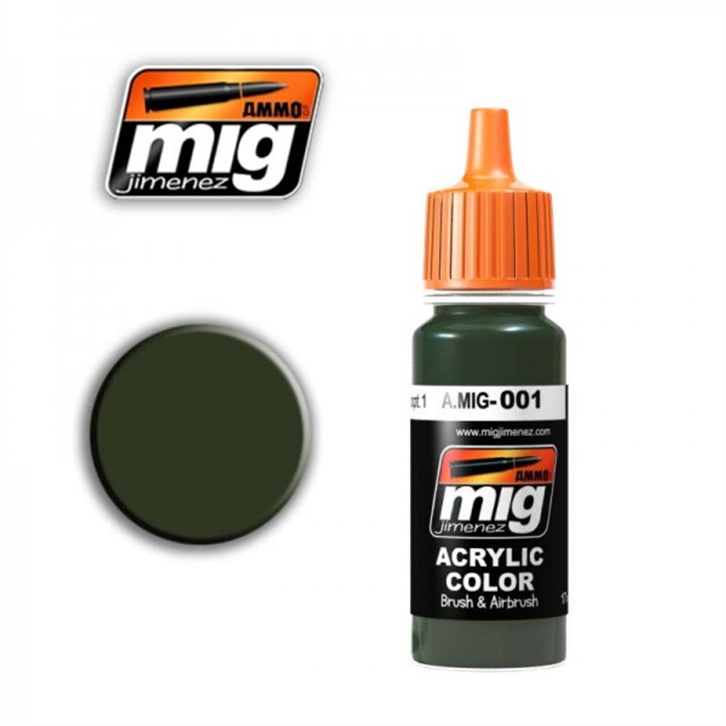 Ammo of Mig Jimenez A.MIG-001 001 Olivegrun Opt 1 RAL 6003 Acrylic Paint