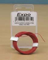 Very fine red insulated cableSuper flexible very fine cable ideal for use in Model Railway Locomotives, Carriages, Buildings etc.5 strands 0.10mm. Rated 0.5amp, 500v