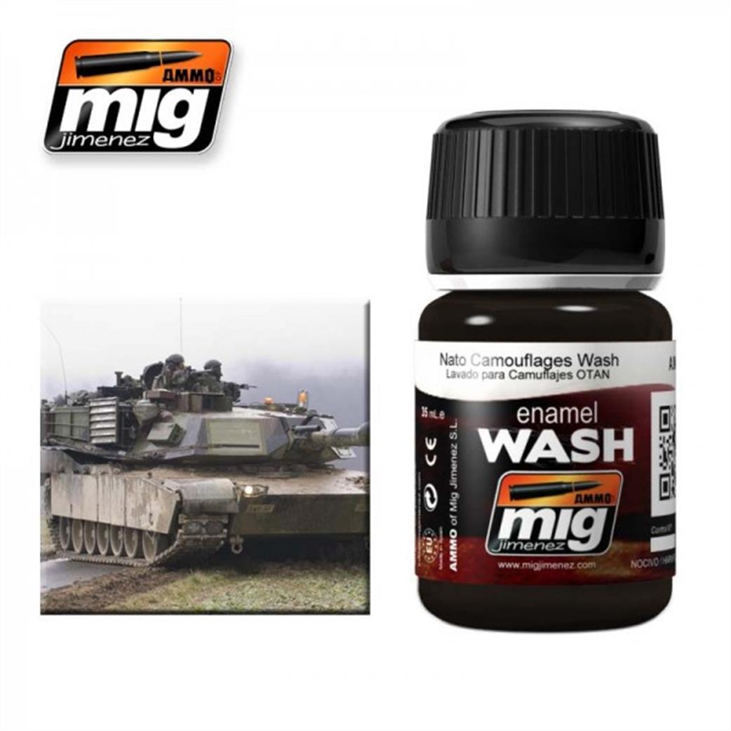 Ammo of Mig Jimenez  A.MIG-1008 NATO Camouflage Dark Enamel Weathering Wash 35ml Jar